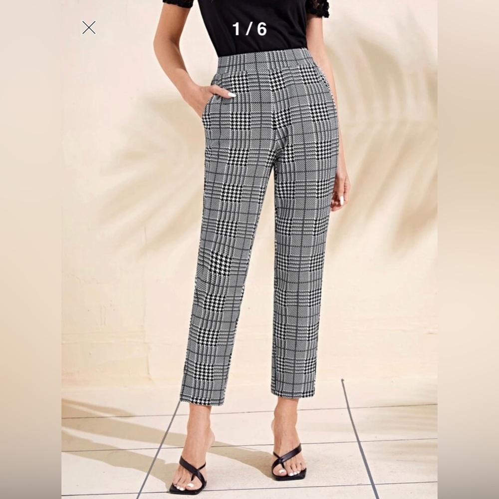 Ann Taylor Plaid & Houndstooth Ankle Pant
